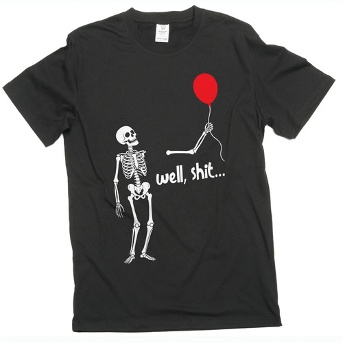 Skeleton holding red - red, balloon