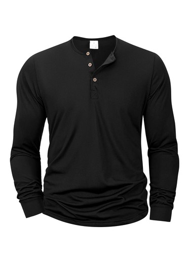 Men cotton henley shirt long - henley,